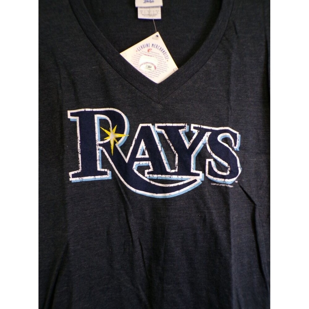 Women's Tampa Bay Rays V Neck T Shirt Medium Navy RAYS - Picture 2 of 4